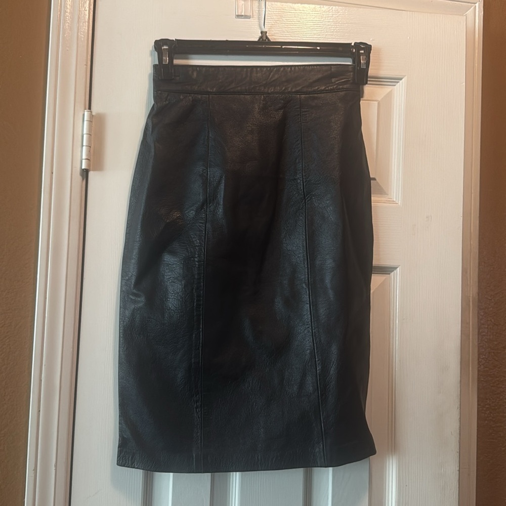 Vintage Black Leather Skirt